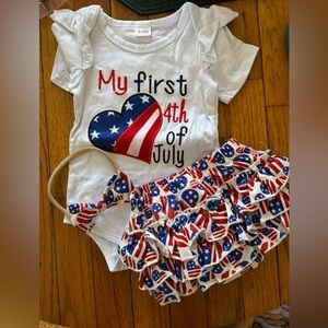My first 4th of July onesie and matching skirt with headband